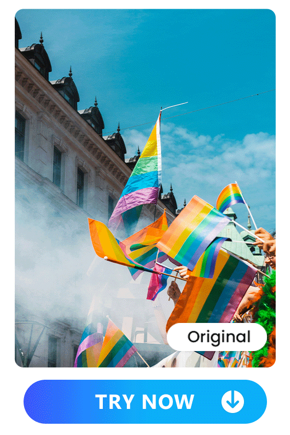 a card decoreate with animated pride sticker and text with PhotoDirector to celebrate pride month